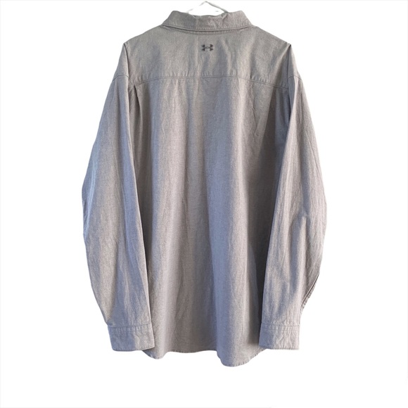 Under Armour Size 2XL Gray Top Loose Fit Long Sleeve Button Down Shirt HeatGear - Picture 6 of 11